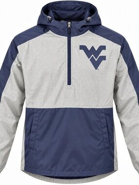 West Virginia Mountaineers G-III Carl Banks Jacket Mens M Gray Navy Half Zip